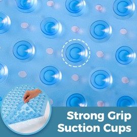 Dog Bath Mat for Tub, 15" x 27.6" Non Slip Pet Bathtub Mat, Easy to Clean Bath Tub Shower Mat, Quick Drain with 124 Strong Suction Cups and Drainage Holes (Blue)