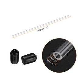 Rebower Plastic Pipe Rigid Polycarbonate Round Tube Clear(with Black Protective Case), [for Lighting, Models, Water Plumbing] - 0.2x0.2"(4x6mm), 12"(300mm) Length/Transparent / 2 Pcs