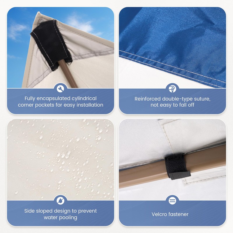 13x13 Canopy Replacement Top Cover with Air Vent Silver Coated