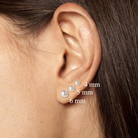 Pearl Titanium Earrings Hypoallergenic Women Men Girls G23 Titanium Stud Earrings with Screw Back Small Pearl Stud Earrings 4/5/6 mm, Titanium, No Gemstone