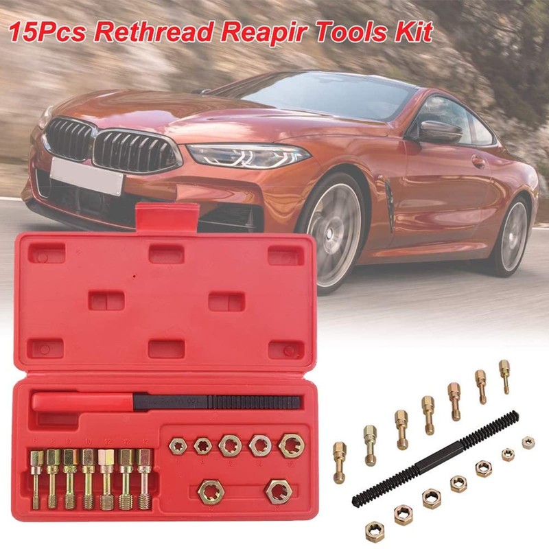 Thread Repair Kit, 15Pcs Universal Metric Thread Restorer Kit Heat