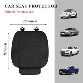 povtii Car Bottom Seat Cover, Anti Slip Leather Auto Front Seat Cushion Cover with Storage Pocket, Comfortable Car Bottom Seat Pad Protector for Cars, SUV, Trucks, Car Accessories (Black)