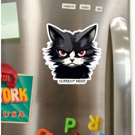 Texas Hart Designs Angry Grumpy Cat Current Mood Die Cut Glossy Fridge Magnet