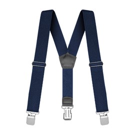 Buyless Fashion Heavy Duty Wide Adjustable and Elastic Men's Braces - Navy