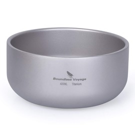 Boundless Voyage Titanium Double-Wall Bowl, 420ml, Modern Style, Round, Lightweight, Anti-Scalding, Suitable for Adults and Children, Outdoor and Daily Use