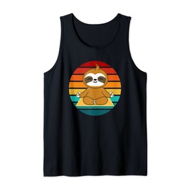 Yoga pose relaxation mindfulness meditating sloth Tank Top