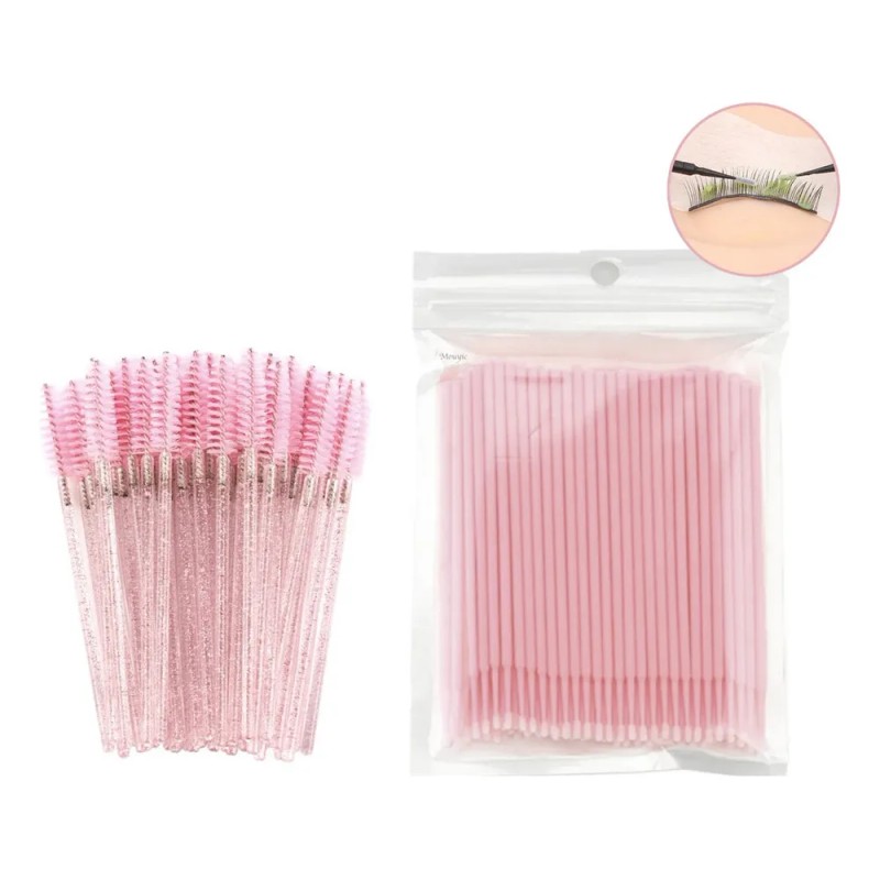 100 Microbrush Microaplicadores + 50 Cepillos Para Pestañas