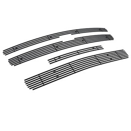 APS Compatible with Chevy Silverado 1500 2007-2013 Main Upper Top Bumper Lower Bumper Stainless Steel Black 8x6 Horizontal Billet Front Grill Grille Insert Combo C61133J