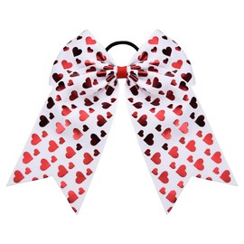 Bowknot Hair Elastic 8" Large Cheer Hair Bows Heart Pattern Hair Ponytail Holder for Women Girls Cheerleading Hair Bow Ties Hair Ribbon Bands for Kids