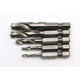 TMAX 5 pc M35 Cobalt Jobber Drill Bit Set, 1/4 Inch Hex Shank for Quick Chucks & Impact Drivers, SAE Sizes 3/32 Inch-1/8 Inch-3/16 Inch-1/4 Inch-5/16 Inch