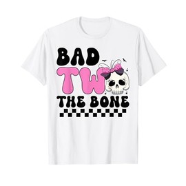 Bad Two The Bone 2nd Birthday Kid Girl Spooky Birthday T-Shirt