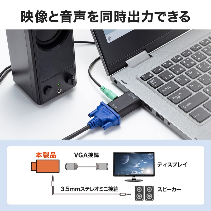 Sanwa Supply AD-HD25VGA HDMI to VGA Adapter (with Audio Output)