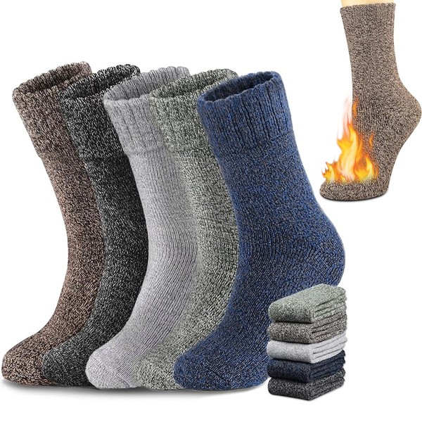 MYDEAR Calcetines Termicos Hombres y Mujer, 5 Pares Gruesos Calcetines