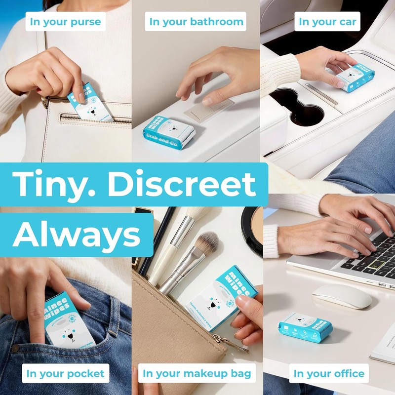 Impossibly Compact Travel Flushable Wipes - 99.5% Water and Aloe
