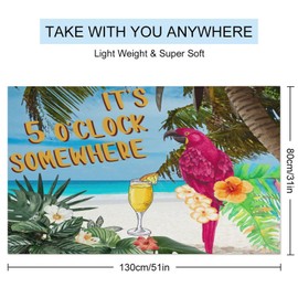 It's Five O'clock Somewhere Beach Towel Sand Free 31x51 Inch Quick Dry' Cotton Outside Spa Bathroom Hotel Towels Funny Summer Retro Sunset Drinking Adult Bath Towel Girls Trip Gift Bridesmaid Gifts