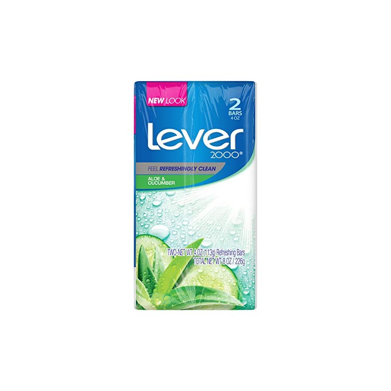 Lever 2000 Bar Soap, Aloe & Cucumber, 4 Ounce (Pack