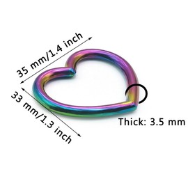 QILANJO 10 Pcs Heart Connectors Buckle 1.4"x1.3" Alloy Heart Ring Charms Craft Linking Rings Buckle Decor for Headwear Pendents Dress Chain Ribbon Decor DIY, 10 Colors