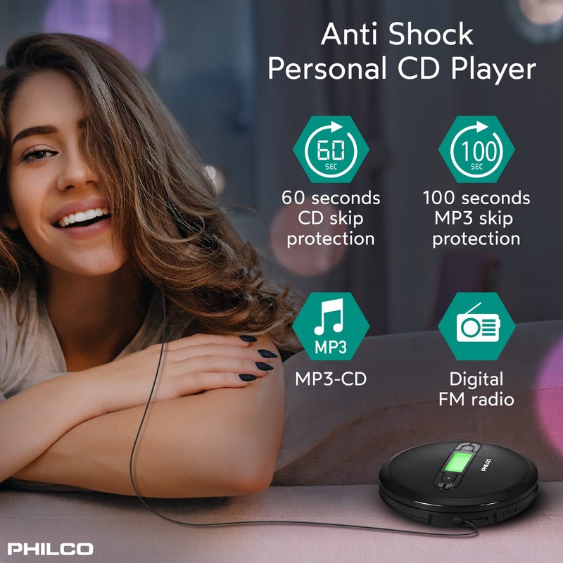 PHILCO Personal CD Player with MP3 Playback, FM Radio &