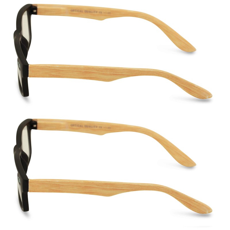 V.W.E. 2 Pairs of Wood Grain Printed Temple Arm Reading
