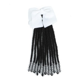 Passion Twist Kids Ponytail With Beads Braids Hair Extension Detachable Synthetic Curly Hairpieces With Bows Protective Easy Hairstyle For Girls Toddlers Children Gift (Clear, Twist-9inch)