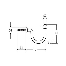 Yacht Steel Stainless Steel Screw Hook with Beffe, 29 mm, Stainless Steel/A2