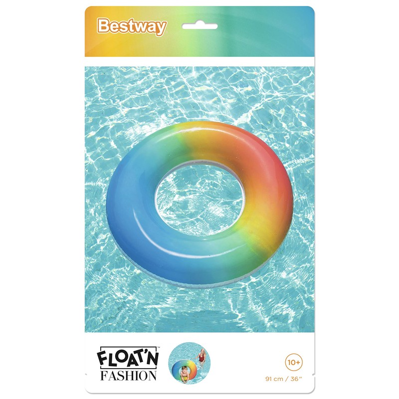 Bestway Schwimmring Regenbogen, ab 10 Jahren, 91 cm, sortiert