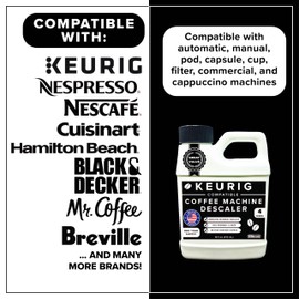 Tillbrook Coffee Machine Descaler - 1 YEAR SUPPLY Concentrated Descaler for Keurig - 16oz Coffee Maker Cleaner for Breville, Nespresso, Delonghi, Espresso Machine - 4 Uses - Safe, Natural, Effective