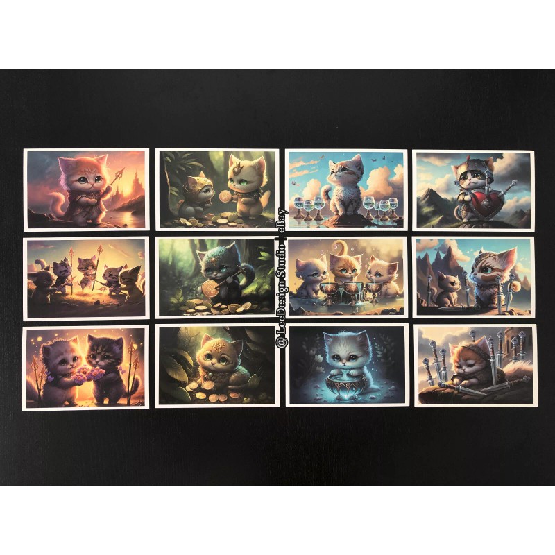 The Fantasy Feline Tarot 78 Postcard Set