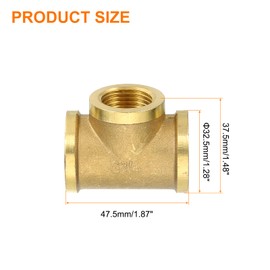 sourcing map Brass Tee Pipe Fitting, G3/4" x G1/2" x G3/4" 3 Way T-Connector for Gas Transport Connect Pipelines, 2pcs