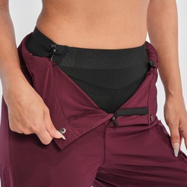 Wulibike Cycling Shorts Women's Mountain Bike Cycling Shorts 2 in 1 Padded MTB Shorts Women Cycling Shorts with Padding Riding Bicycle Cycling Shorts Zip Pockets, burgundy