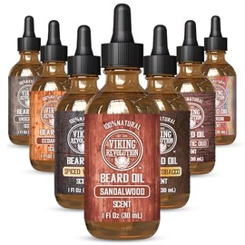 Beard Oil Conditioner - All Natural Sandalwood Scent with Organic Argan & Jojoba Oils - Softens & Strengthens Beards and Mustaches for Men (Sandalwood, 1 Pack)