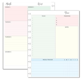 Undated Weekly Planner Inserts fits 11-Disc Letter Size. Fits; TUL Letter, Staples ARC Notebook, Levenger Circa, NOTIQ Letra 11-Disc (XL1), Marta Stewart (11 Disc, Letter)