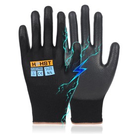 HPHST Work Gloves P1001PRO Anti-Static Gloves for Computer Installation & Repair, High Resistance Carbon Fiber Gloves (Black(pack of 12), Large)
