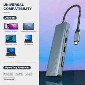 oditton USB C HUB, 9 in 1 Adapter with 4K HDMI, 3 x USB 3.0, USB-C 3.0, 1 x USB 2.0, 100W Power Delivery, SD/TF Card Readers, Docking Station for USB-C Laptops & Devices