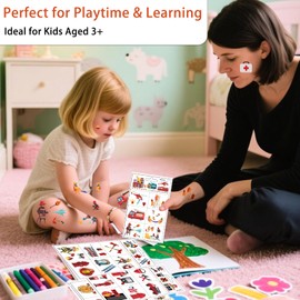 Kids Tattoos, 10 Sheets Firefighter Temporary Tattoos, Fire Truk Fake Tattoo Stickes for Boys Girls, Birthday Party Teaching Supplies, Safe Waterproof, Easy to Remove, Fire Engine Rescue Theme