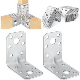 Shimeyao 50pcs 2x2x1-3/8 in Steel l Right Angle Bracket 1.7mm Thick Metal Angle 90 Degree Reinforcing Rib Corner Brace l Bracket for Wood Shelf Furniture Cabinet
