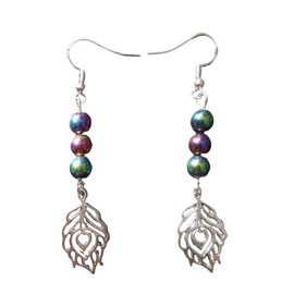 Peacock Feather Rainbow Gemstone Earrings 925 Sterling Silver Day to Night Gift