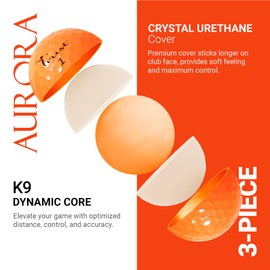 Trust Golf Balls Aurora: Tour-Level Performance, Stand Out, Maximum Distance, Straight Flight, Stopping Power - Crystal Urethane Cover for Ultimate Control (Orange, 12 Balls)