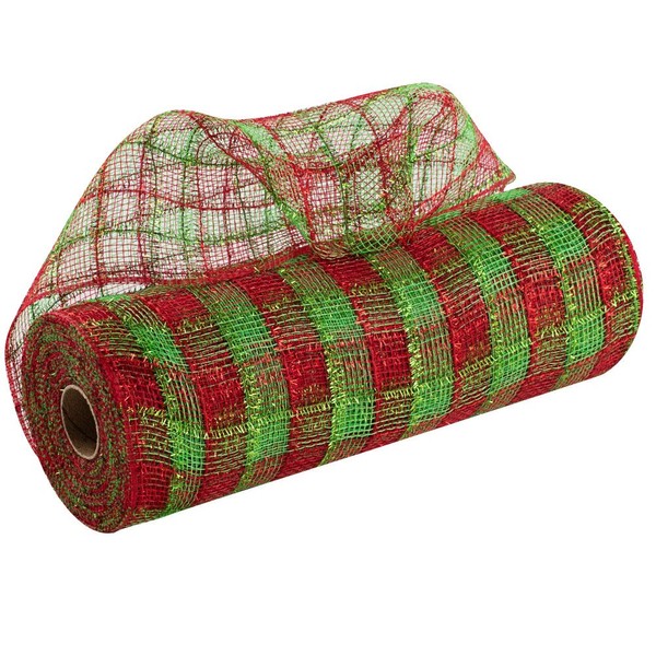 Plaid Checkered Christmas Deco Mesh - 10 1/2" x 10