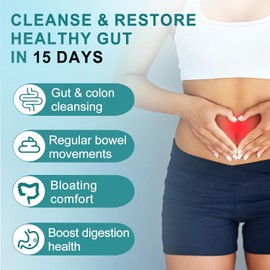 HealthyFinds 15 Day Cleanse, Gut and Colon Support, Advanced 15 Day Gut Cleanse Detox for Women & Men with Senna, Cascara Sagrada & Psyllium Husk, Non-GMO (30 Capsules)
