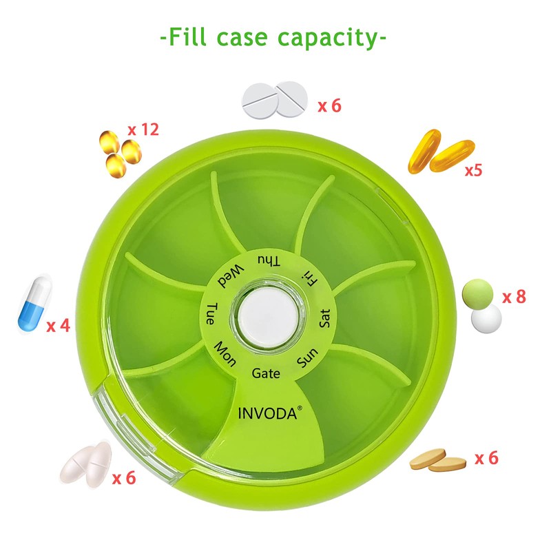 Pill Organizer Travel Pill Cases Weekly Cute Round Pill Box
