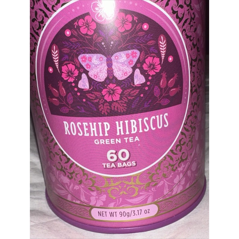 Pagoda Garden Caffeinated ROSEHIP HIBISCUS GREEN TEA 60 Bags BB