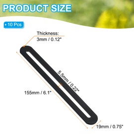 PATIKIL 6 1/10" Adjustable Flat Mending Plate with Slot, 10 Pcs Slidable Slotted Flat Straight Mending Plate Support Brace Brackets for Wood Furniture, Black