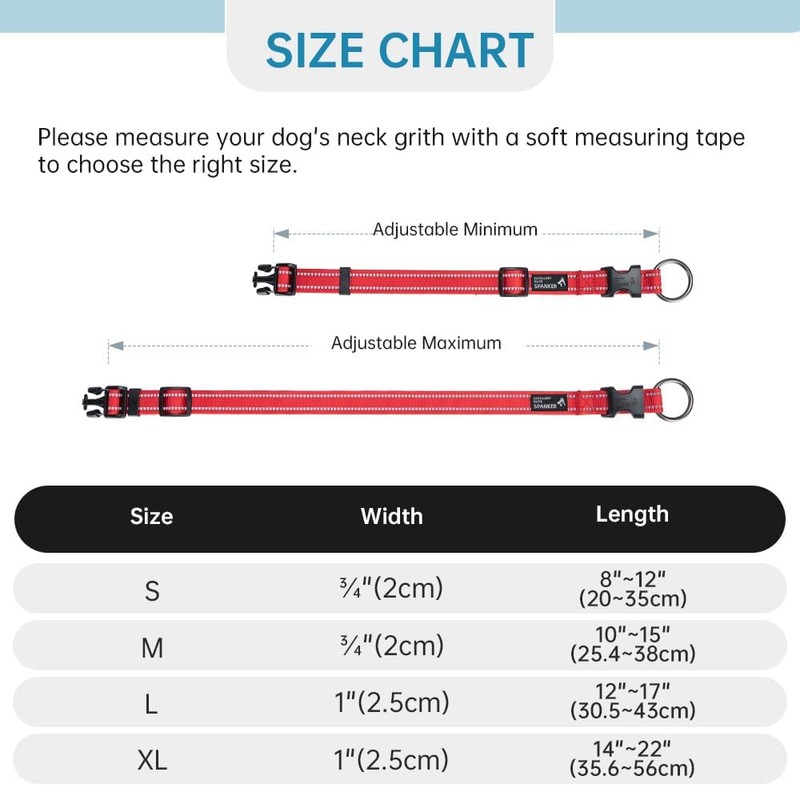 EXCELLENT ELITE SPANKER Nylon Dog Collar, Adjustable Reflective Dog Collar,