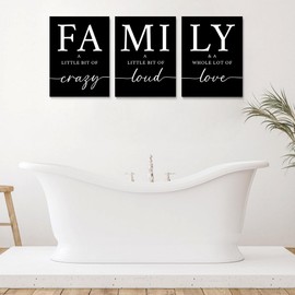 GUBIYU Home Wall Decor for Living Room Dining Room Family Wall Decor Dining Room Decor for Wall Love Living Room Wall Decor Home Decor Family Decor Family Entryway Wall Art Black Set of 3 12"X16"