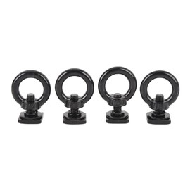 T Track Mount Tie Down Eyelet, 4 Pack Stainless Steel T Bolt Eye Nut Tie Down Rings, M8 Eye Nuts for Holding Bungee Cord, Ropes, Hooks, Anchoring Kit for Tie Down Straps (Black)