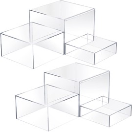 Tuanse 6 Pcs Buffet Risers, Food Risers for Buffet Table, Display Stand for Catering Dessert Collectibles Jewelry Figures Show, 5 Sided Acrylic Cube Display Organizer Nesting Risers(Clear)