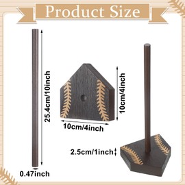 Beeveer 2 Sets Baseball Wooden Ring Holder 10 Inches Softball Ring Display Stand Stacked Storage Organizer Christmas Birthday Gift for Dad Grandpa(Brown)