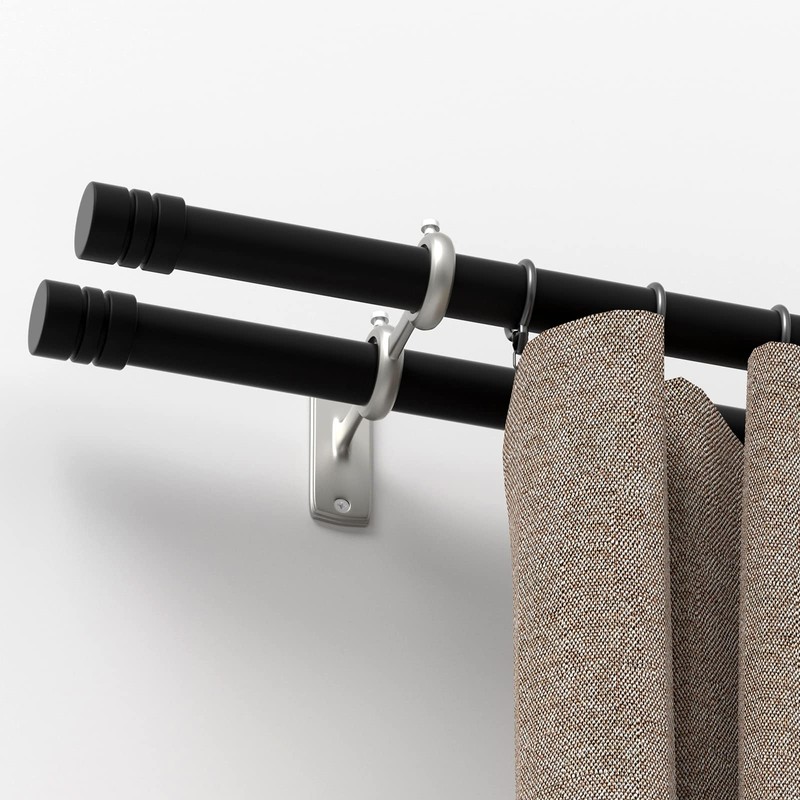 Goowin Double Curtain Rod Holder, 3pcs Brackets Hooks for Living