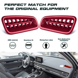 x xotic tech Dashboard Side Air Vent AC Outlet Cover Trim, Sporty Red, Compatible with Honda Civic 11th Gen 2022 2023 2024 2025